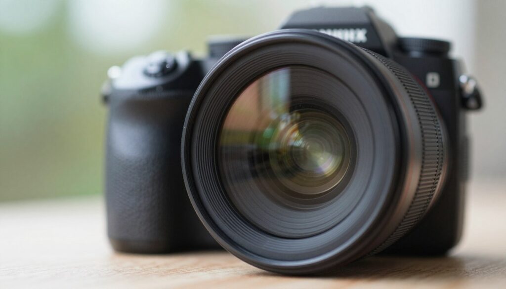 A close-up image of a high-quality camera lens equipped with a specialized UV filter designed for protection, prominently displayed in the foreground. The filter showcases its optical clarity and robust design, emphasizing its functionality. In the middle ground, the camera body is partially visible, reflecting light to demonstrate the gleam of the lens. The background features a softly blurred environment, perhaps a photography studio or an outdoor setting, with diffused natural light creating an inviting mood. The scene conveys professionalism and highlights the importance of protecting photography gear from potential hazards. The angle should capture the lens from a low perspective, enhancing depth and focus on the protective element, setting a tone of diligence and care for equipment safety. A close-up image of a high-quality camera lens equipped with a specialized UV filter designed for protection, prominently displayed in the foreground. The filter showcases its optical clarity and robust design, emphasizing its functionality. In the middle ground, the camera body is partially visible, reflecting light to demonstrate the gleam of the lens. The background features a softly blurred environment, perhaps a photography studio or an outdoor setting, with diffused natural light creating an inviting mood. The scene conveys professionalism and highlights the importance of protecting photography gear from potential hazards. The angle should capture the lens from a low perspective, enhancing depth and focus on the protective element, setting a tone of diligence and care for equipment safety.